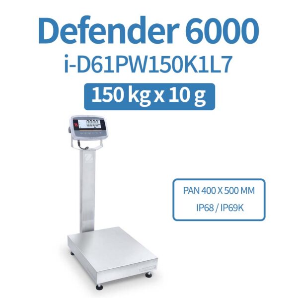 OHAUS Defender 6000 i-D61PW150K1L7 150 kg x 10 g Extreme Washdown Bench Scale