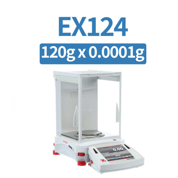 OHAUS EX124 Analytical Balance, 120 g x 0.1 mg, Internal Calibration