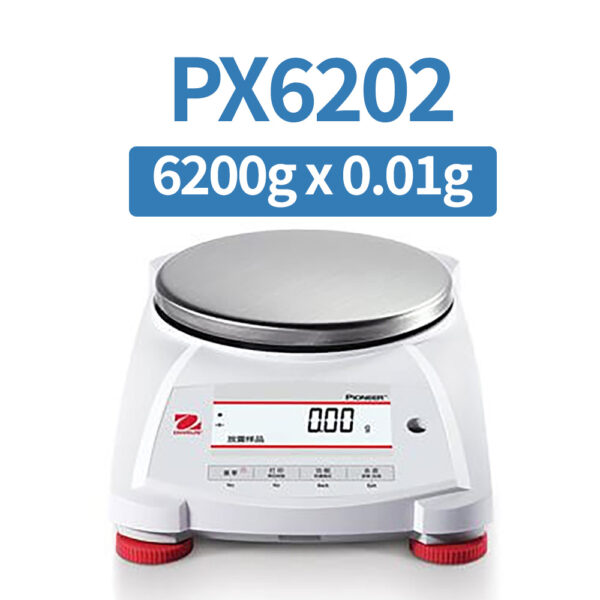 OHAUS PX6202 Precision Balance, 6200 g x 0.01 g, Internal Calibration