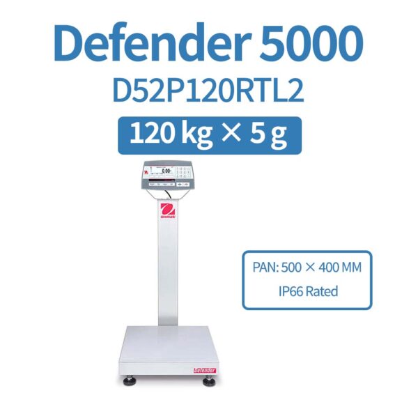 OHAUS Defender 5000 D52P120RTL2 Industrial Bench Scale 120 kg x 5 g