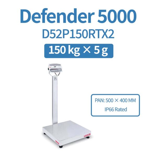 OHAUS Defender 5000 D52P150RTX2 Industrial Bench Scale 150 kg x 50 g