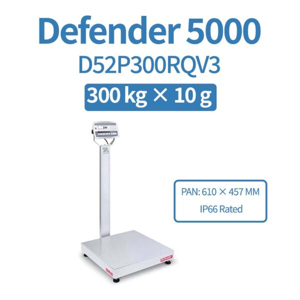OHAUS Defender 5000 D52P300RQV3 Industrial Bench Scale 300 kg x 10 g