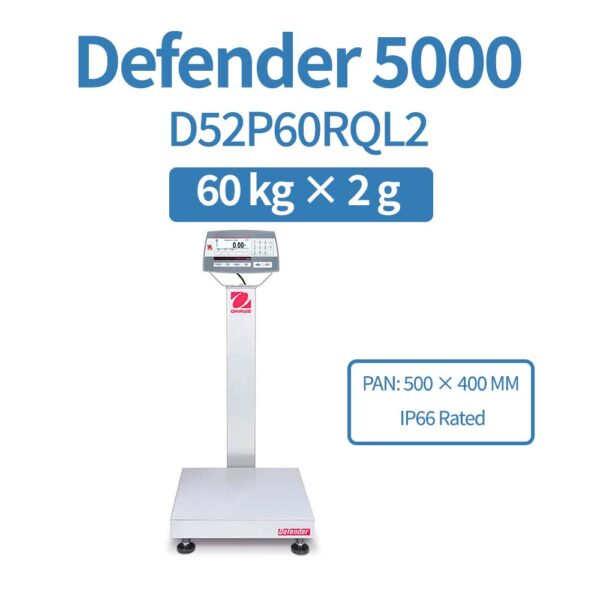OHAUS Defender 5000 D52P60RQL2 Industrial Bench Scale 6 kg x 0.5 g