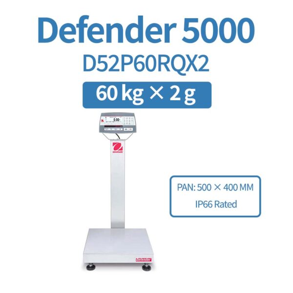 OHAUS Defender 5000 D52P60RQX2 Industrial Bench Scale 60 kg x 2 g
