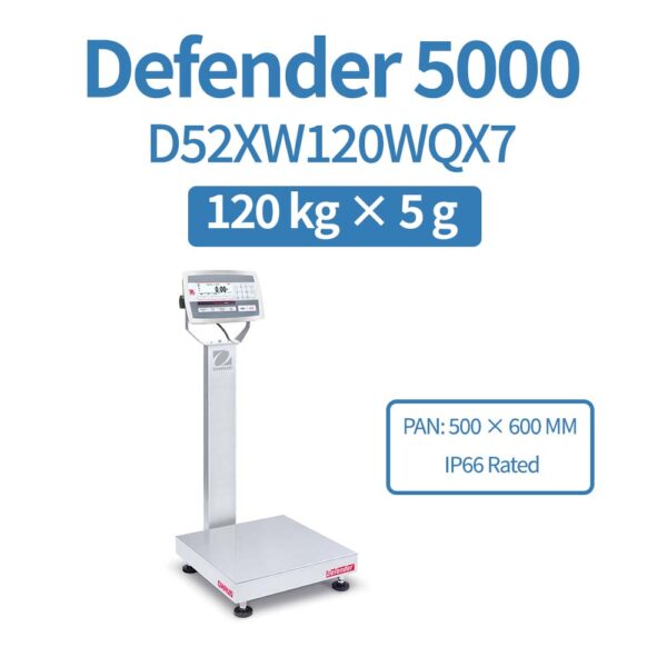 OHAUS Defender 5000 D52XW120WQX7 Stainless Steel Bench Scale 120 kg x 5 g