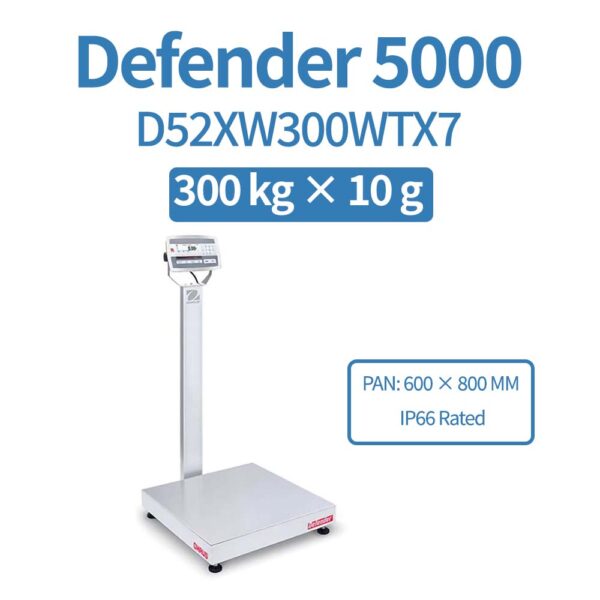OHAUS Defender 5000 D52XW300WTX7 Stainless Steel Bench Scale 300 kg x 10 g