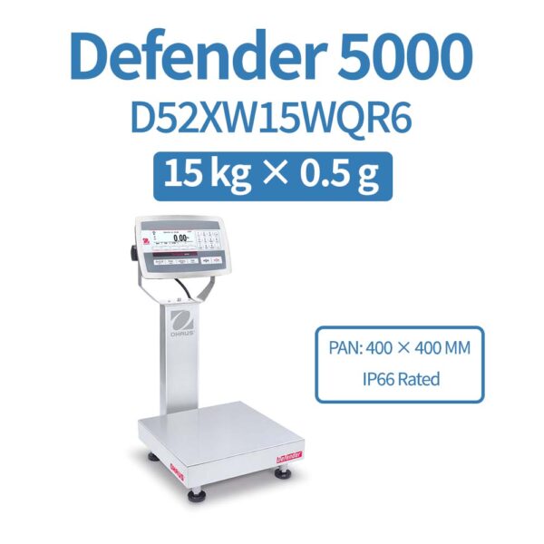 OHAUS Defender 5000 D52XW15WQR6 | Stainless Steel Bench Scale | 15 kg x 0.5 g