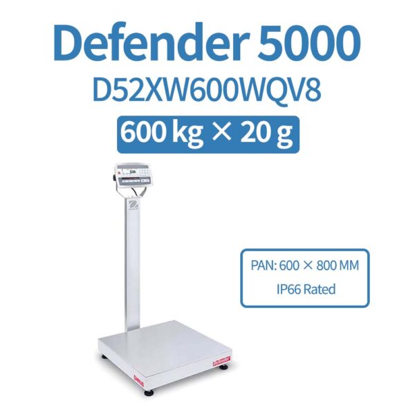 OHAUS Defender 5000 D52XW600WQV8 Stainless Steel Bench Scale 600 kg x 20 g