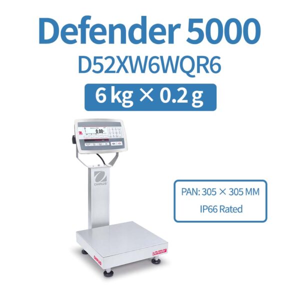 OHAUS Defender 5000 D52XW6WQR6 Stainless Steel Bench Scale 6 kg x 0.2 g
